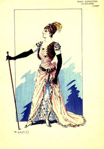 Figurino para a peça "A Fofoca". 1889 (gravura) de Eugene Mesples