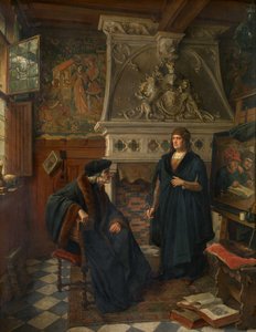 Erasmus e Quentin Matsys (óleo sobre tela) de Eugene Siberdt