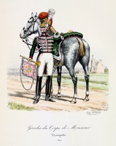Guarda-costas de Monsieur, trompetista, 1820 de Eugene Titeux