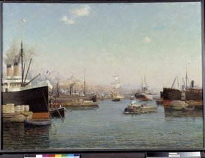 O porto de La Joliette Pintura de Eugene de Barberiis (1851-1937) Século XX Fondation Regards de Provence, Marselha de Eugene de Barberis