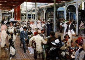 O terraço de um café, Mar del Plata, Argentina, 1912 de Eugenio Alvarez Dumont