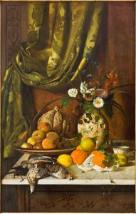 Flores, Frutas e Caça (óleo sobre tela) de Eugenio De Giacomi