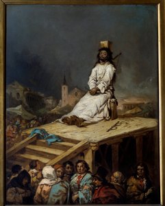 Inquisição: "O Garrote" Pintura de Eugenio Lucas y Velasquez (1817-1870) Sol do século XIX. 0,53x0,41 m Lille, Musee des Beaux Arts