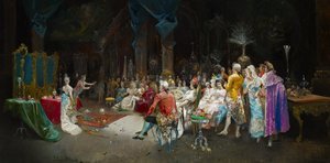 O mágico no Palácio - Lucas Villaamil, Eugenio (1858-1919) - 1894 - Óleo sobre tela - 55x110 - Museo Carmen Thyssen, Málaga de Eugenio Lucas Villaamil