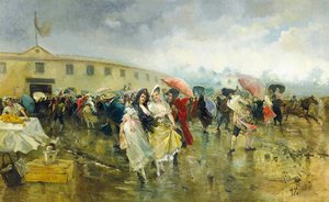 Fora da Plaza de Toros, Madri, 1897 de Eugenio Lucas Villamil