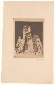 Homem de Leitura de Eugène Bejot (signed by artist)