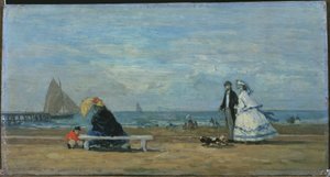 Praia em Trouville de Eugene Louis Boudin