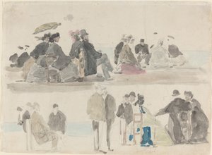 Senhoras e senhores na praia, em dois registros de Eugène Boudin