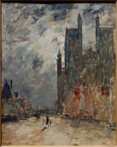 Igreja Colegiada de Abbeville à noite de Eugene Louis Boudin