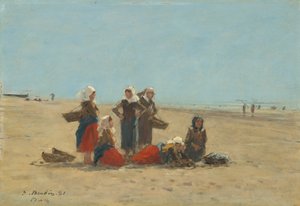 Mulheres na praia em Berck de Eugène Boudin
