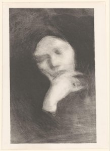 Rosto de uma mulher meditando de Eugène Carrière