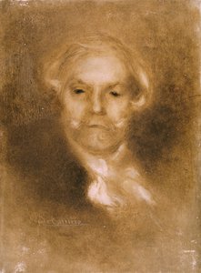 Retrato de Edmond de Goncourt (1822-96), de Germinie Lacerteux, de Edmond e Jules (1830-70), publicado em 1890 (gravado, wc em pergaminho) de Eugène Carrière