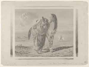 Um turco selando seu cavalo, 1824., 1824. de Eugène Delacroix