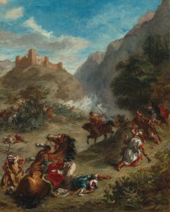 Árabes escaramuçando nas montanhas de Eugène Delacroix