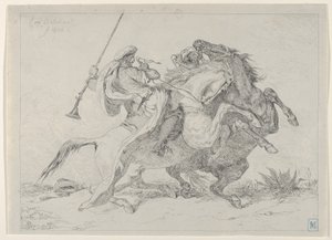Colisão de Cavaleiros Mouros, 1834., 1834. de Eugène Delacroix