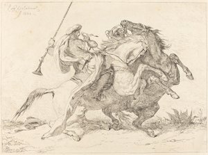 Encontro dos Cavaleiros Mouros Rencontre de Cavaliers Maures, 1834. de Eugène Delacroix