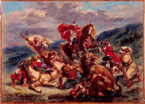 Francês: Chasse au lion de Eugène Delacroix