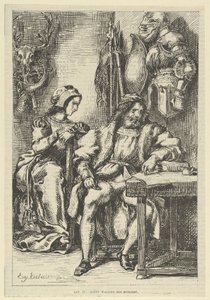Goetz von Berlichingen escrevendo suas memórias, depois de 1845., depois de 1845. de Eugène Delacroix