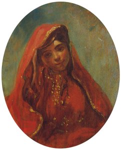 Meia figura de uma mulher marroquina de Eugène Delacroix