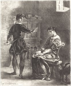 Hamlet e Ofélia (Ato III, Cena I) de Eugène Delacroix