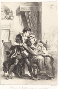 Hamlet e a Rainha (Ato III, Cena IV) de Eugène Delacroix