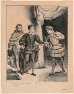 Ilustração para Hamlet: Hamlet e Guildenstern (III,2) de Eugène Delacroix