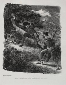Ilustrações para Fausto: Fausto e Méfistófeles nas montanhas do Hartz de Eugène Delacroix
