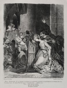 Ilustrações para Fausto: Marguerite na igreja de Eugène Delacroix