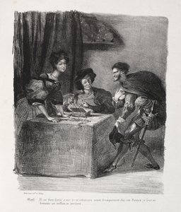 Ilustrações para Fausto: Mefistófeles está em Marthe de Eugène Delacroix