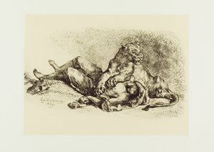 Leoa rasgando o peito de um árabe de Eugène Delacroix