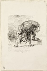 Leão em pé de Eugène Delacroix
