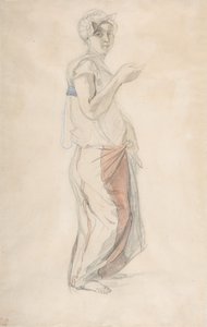 Mulher em pé em traje marroquino, ca. 1834. de Eugène Delacroix