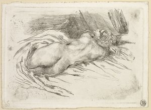 Estudo de uma mulher vista de costas de Eugène Delacroix