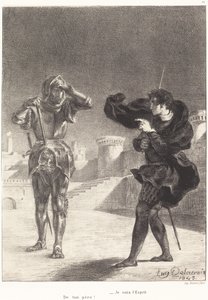 O Fantasma no Terraço Ato I, Cena V, 1843. de Eugène Delacroix