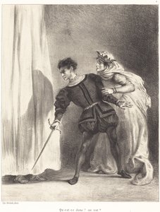 O Assassinato de Polônio (Ato III, Cena IV) de Eugène Delacroix