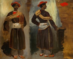 Dois estudos de um índio em pé de Calcutá, c. 18231824. de Eugène Delacroix