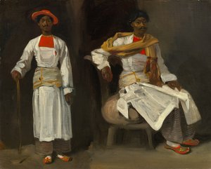 Dois estudos de um índio de Calcutá, sentado e em pé, c. 18231824. de Eugène Delacroix