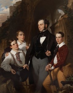 Retrato de Laurence Davidson e dos seus três filhos de Eugene Deveria
