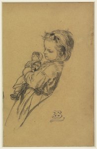Retrato de Stéphania Maria Anna Isabella de Block-Loor, em pé com a boneca
