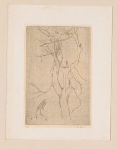 Árvore e garça de Eugène Joors (signed by artist)
