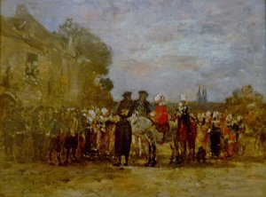 Francês:  Noce à Quimper Casamento em Quimper de Eugene Louis Boudin