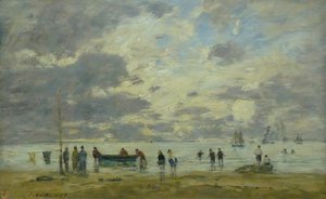 Francês:  Plage de Deauville Praia de Deauville de Eugene Louis Boudin