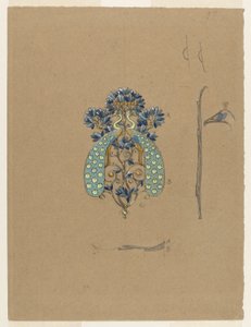 Design para uma fivela de cinto com motivo pavão de Eugene Grasset