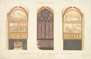 Plano para a Renovação de uma Capela na Nave da Catedral de Notre Dame, Paris, 1843. de Eugène Viollet le Duc