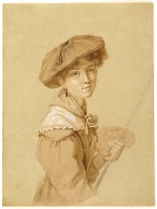 Auto-retrato, 1820-29 (lápis, sépia e guache sobre papel) de Eugénie Tripier Lefranc