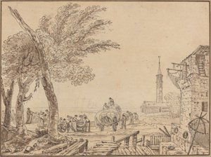 Vista de um Porto de European 18th Century