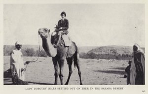 Lady Dorothy Mills partindo em caminhada no Deserto do Saara (foto a p/b) de European Photographer