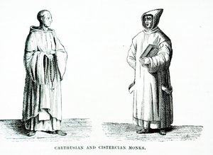 Um monge cartuxo e cisterciense (gravura) de European School