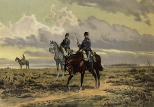 Um Avanço de Cavalaria (chromolitho) de European School
