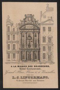 A La Maison Des Brasseurs, Hotel Restaurante, Bruxelas, L J Lintermans (gravura) de European School